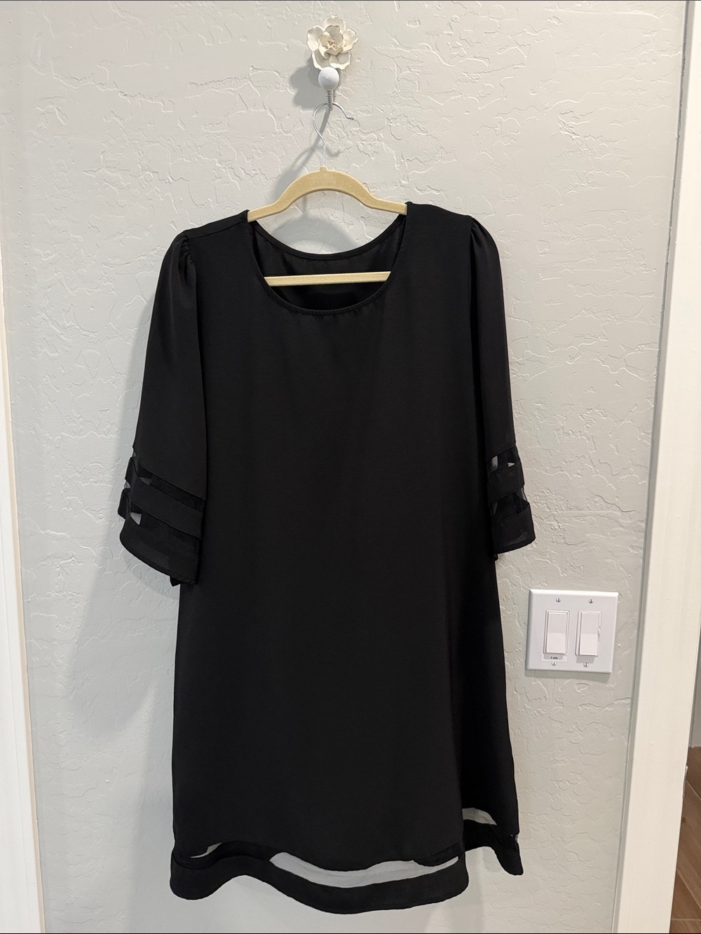 SHEIN Black three-quarter Sleeve Midi Dress